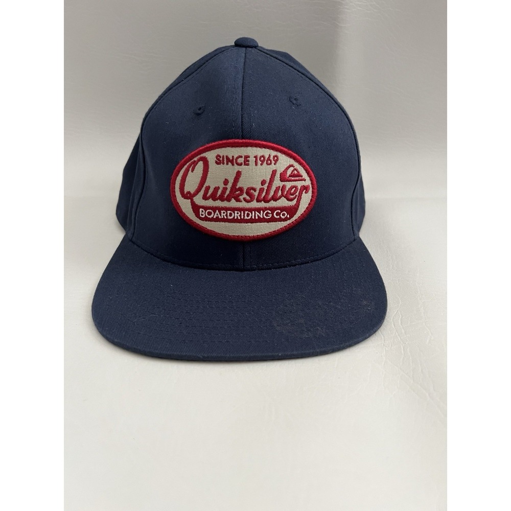 Quiksilver Snapback Hat OSFM Navy Red Logo Patch Surf Skate Streetwear Casual